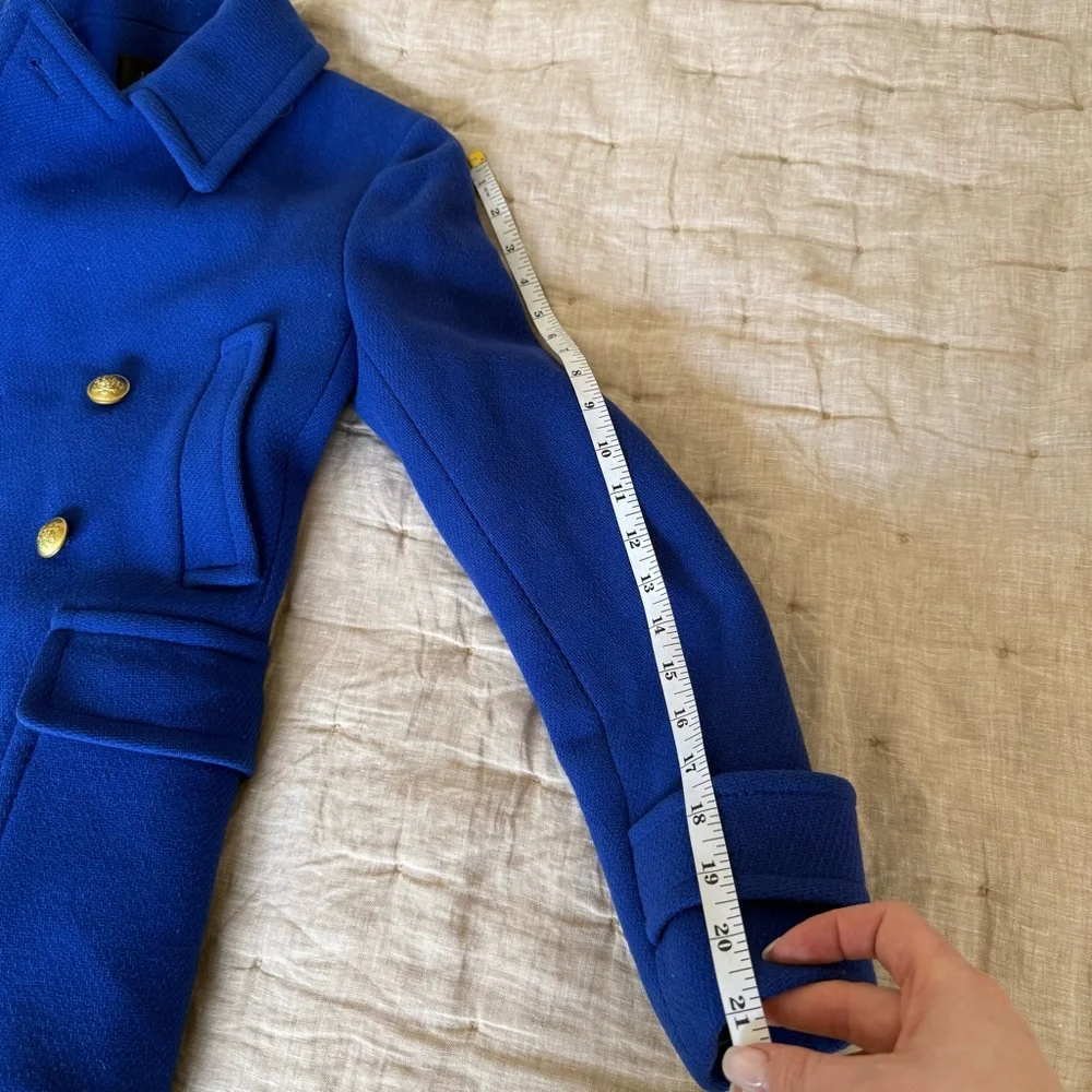 J. Crew Stadium Cloth by Nello Gori Royal Blue Wool Double Breasted Coat Size 2 - Picture 13 of 16